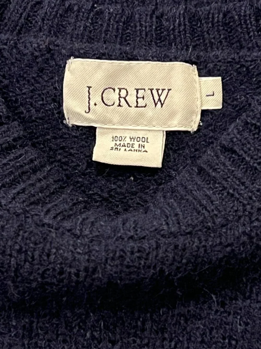 J Crew Vintage Navy Wool Crewneck Sweater, L